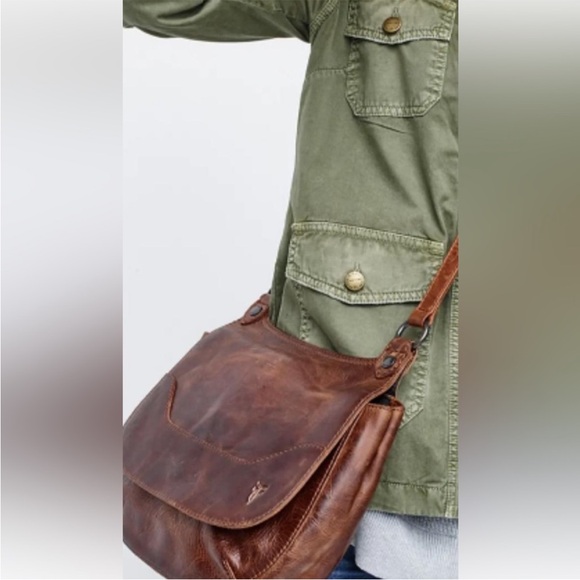 FRYE Melissa Saddle Bag Leather Cognac Crossbody - Picture 2 of 16